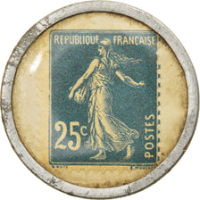 Moneta, Francia, Crédit Lyonnais, 25 Centimes, Timbre-Monnaie, BB, Alluminio